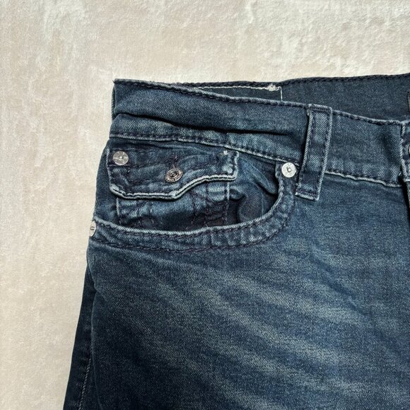 True Religion Men Geno Slim Fit Flap Big T Jeans Pants Dark Wash Size 40 - Picture 4 of 11